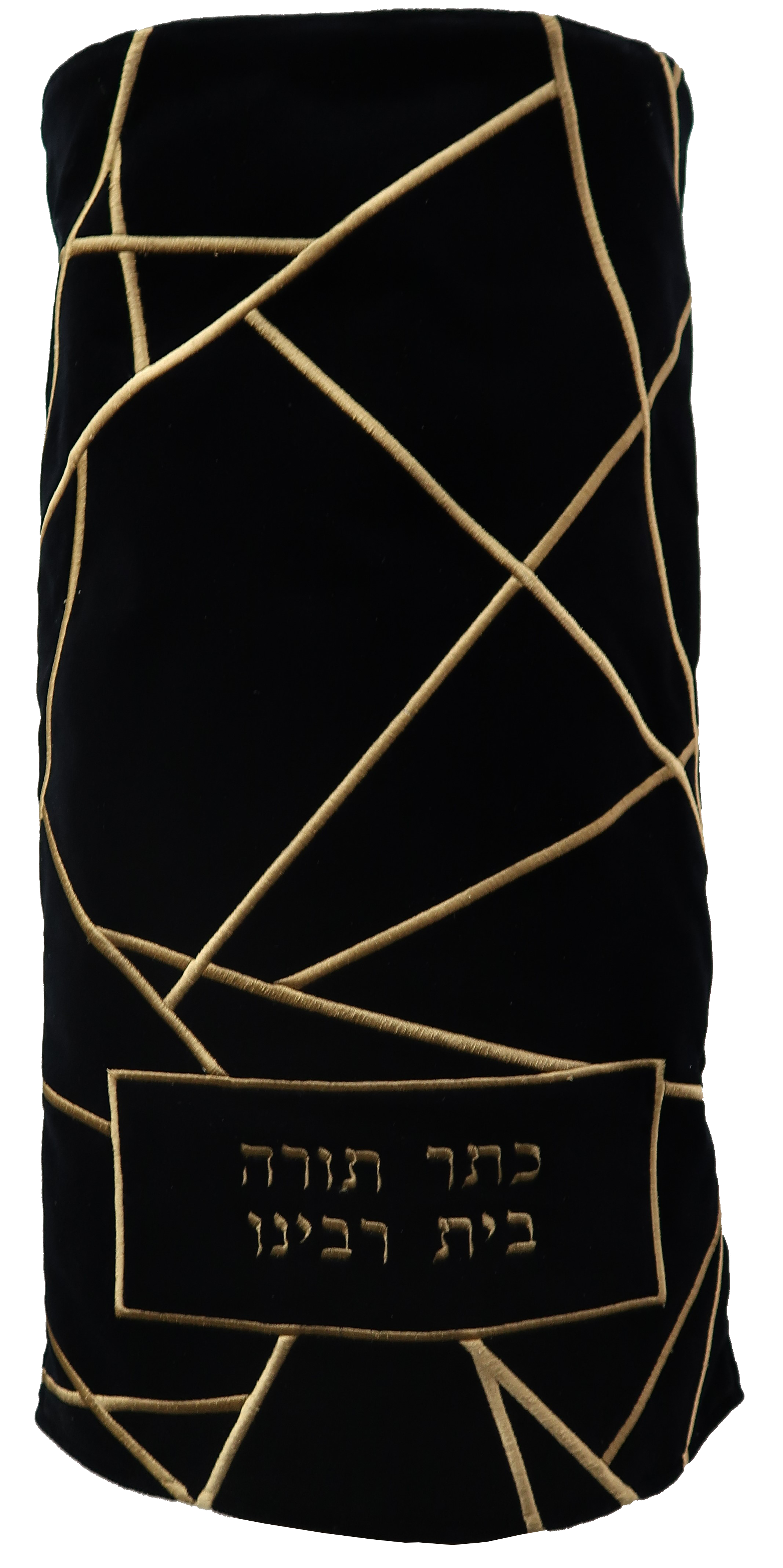Prestige Velvet Torah Mantel — Geometric Design, Prestige Collection (TM790-BK)