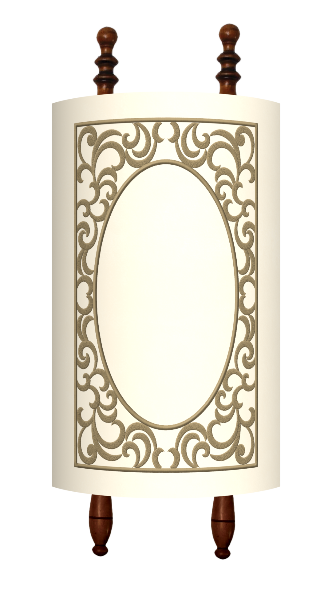 Prestige Velvet Torah Mantel — Geometric Design, Exclusive Collection (TM80-WH)