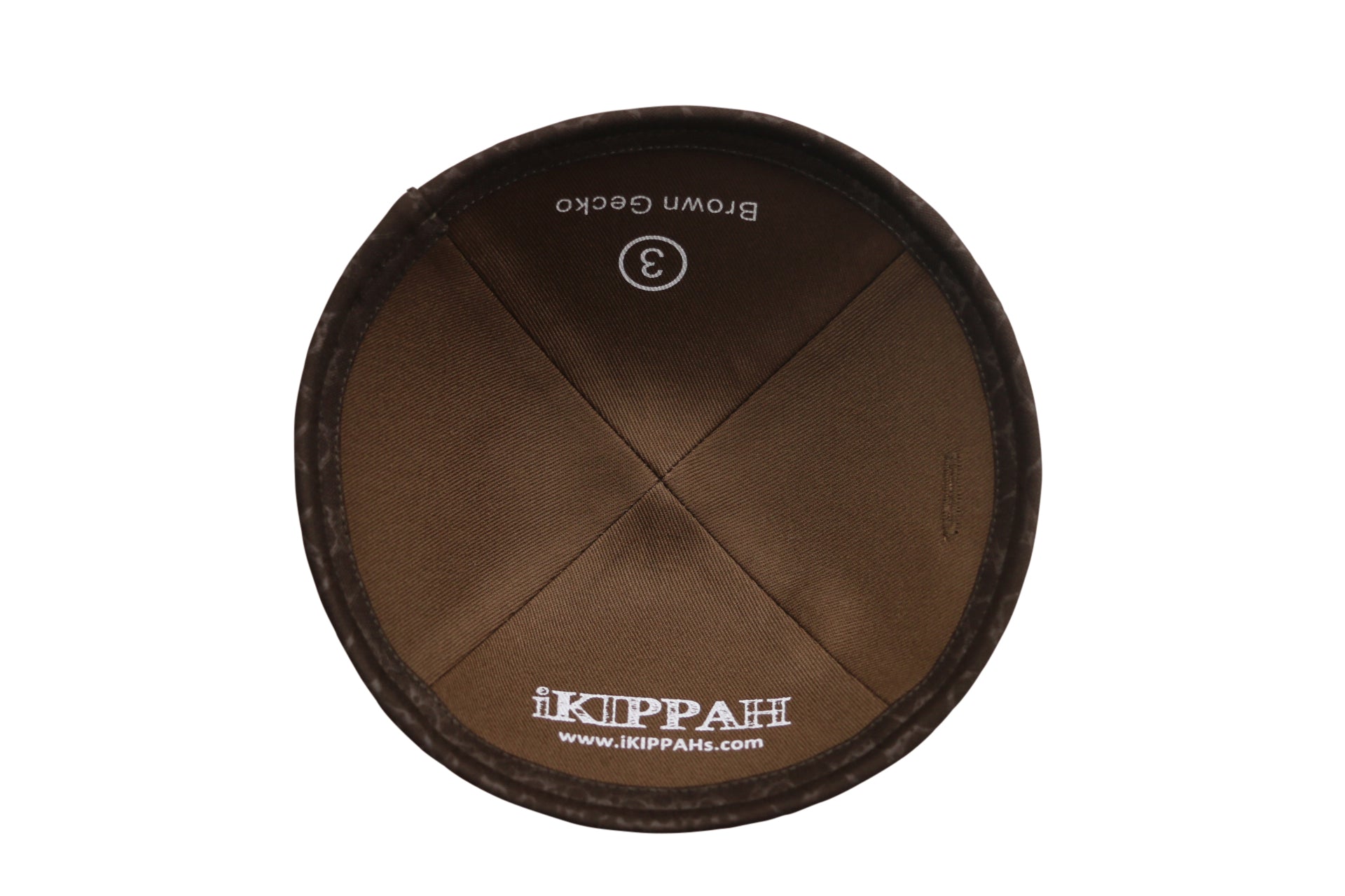 Brown Cotton Kippah - side view showing six-panel design