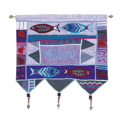 English Blue Fish Welcome Wall Hanging