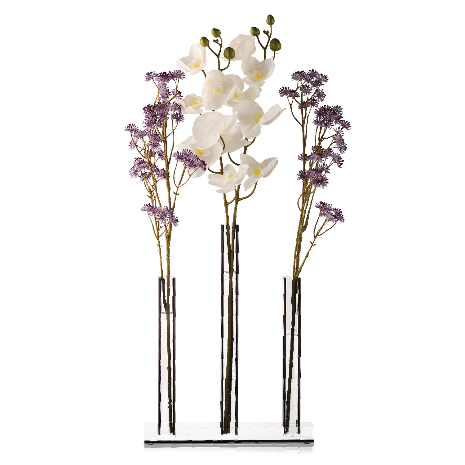 Triple Vase Centerpiece — Black Lucite — lucite Judaica decor | Judaica Square Lakewood