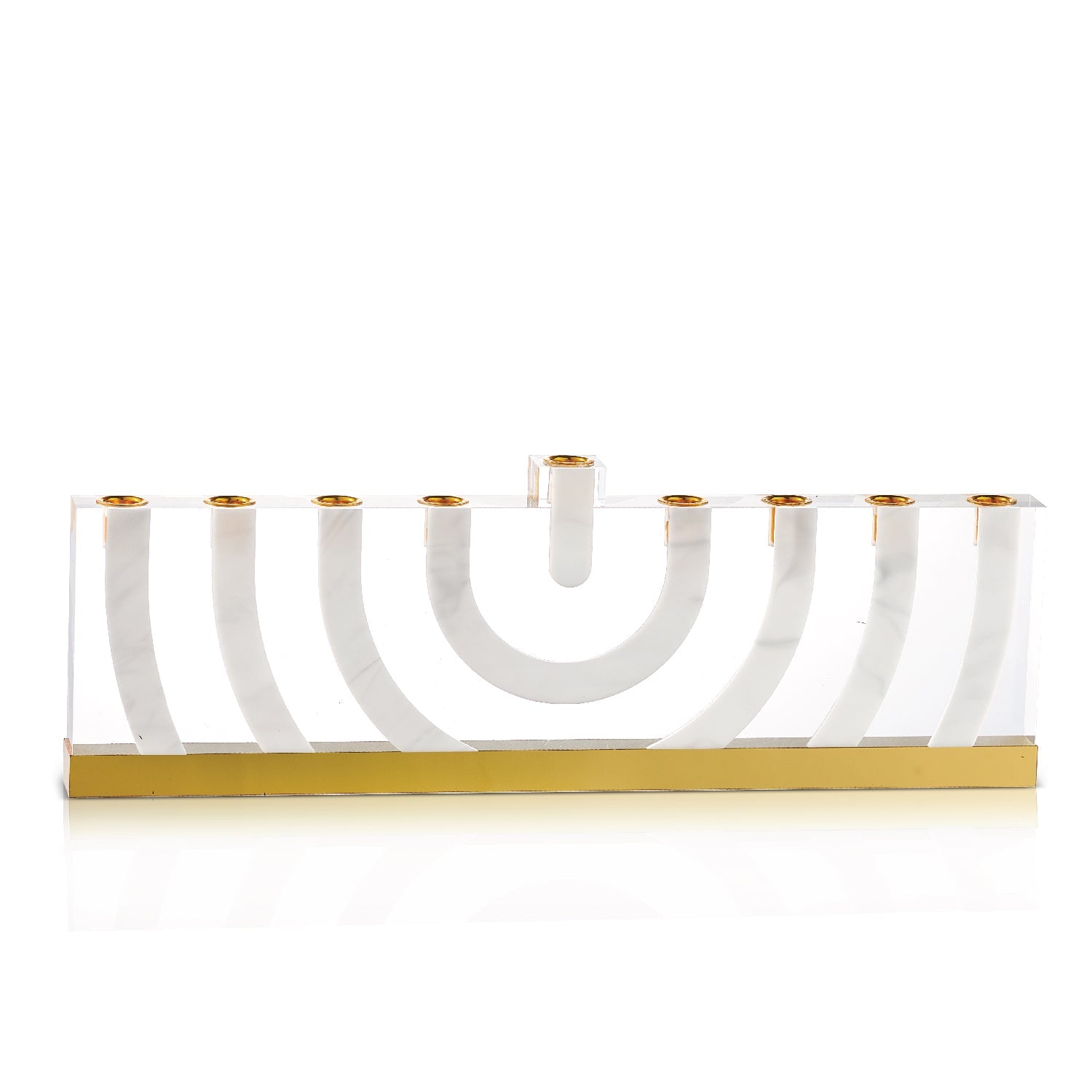 Modern Arc Menorah — lucite Judaica decor | Judaica Square Lakewood