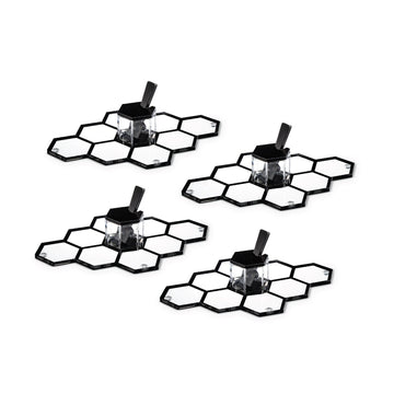 Honeycomb Personal Simanim Trays — Black Lucite, Set of 4
