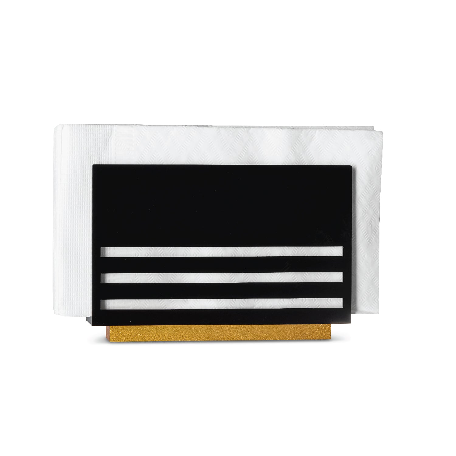 Triple Line Napkin Holder — Black Lucite — lucite Judaica decor | Judaica Square Lakewood