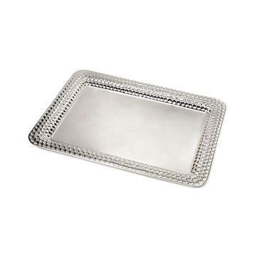 Silverplate Candlestick Tray-Hmmered Border Design 10"x13" 16168M