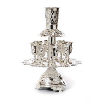 Silverplate Kiddush Fountain-- 8 Cups-On Stem (SHB-X2913A)