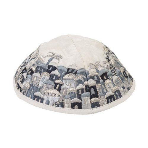 Emanuel Embroidered Kippah Jerusalem-- Black (EM-YME15BL)