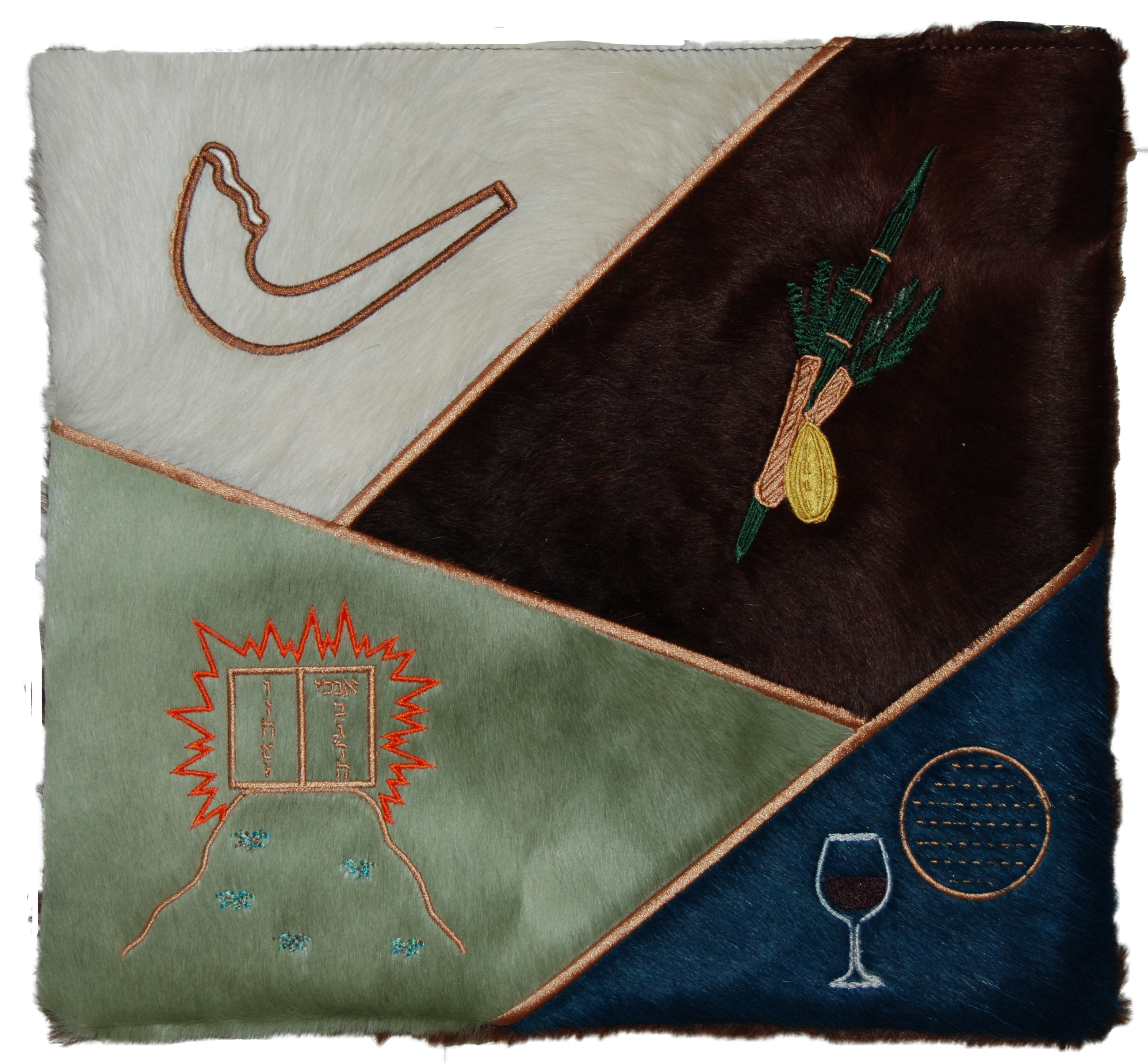 Prestige Leather Tallit & Tefillin Bag — Luchos & Geometric Design, Imperial Collection (YT-Multi)
