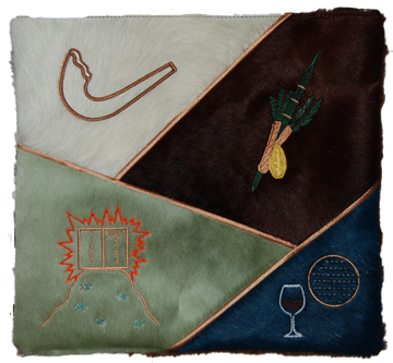 Prestige Leather Tallit & Tefillin Bag — Luchos & Geometric Design, Imperial Collection (YT-Multi)
