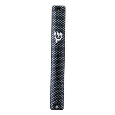 Plastic Mezuzah 12 Cm 3D Metal Painted - Squares — front | Judaica Square Lakewood
