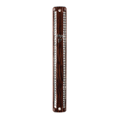 Plastic Mezuzah Brown 12 Cm - Rubber Plug ` — front | Judaica Square Lakewood