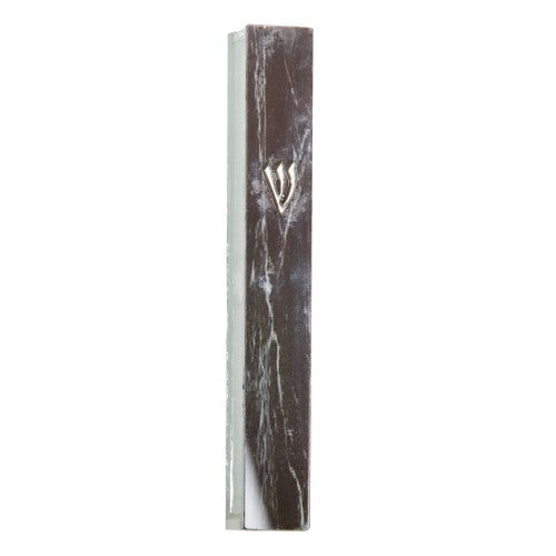 Glass Mezuzah 12 Cm Black — front | Judaica Square Lakewood