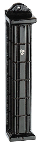 Wooden Black Mezuzah 15 Cm- Squares — front | Judaica Square Lakewood