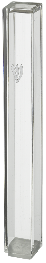 Transparent Plastic Mezuzah With Rubber Cork 12 Cm — front | Judaica Square Lakewood