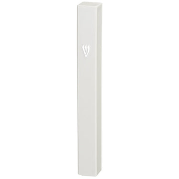 White Plastic Mezuzah with Rubber Cork 15 cm — Mezuzah Case