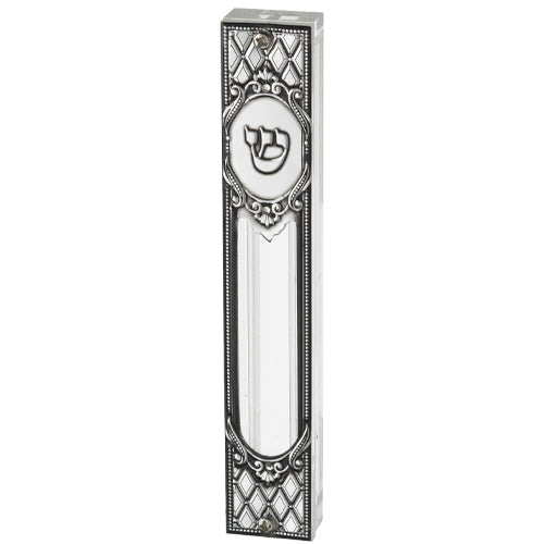 Square Perspex Mezuzah With Plaque 15 Cm — front | Judaica Square Lakewood