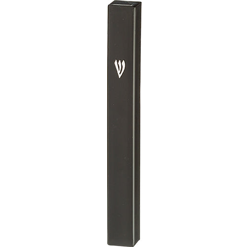 Black Plastic Mezuzah with Rubber Cork 15 cm — front | Judaica Square Lakewood