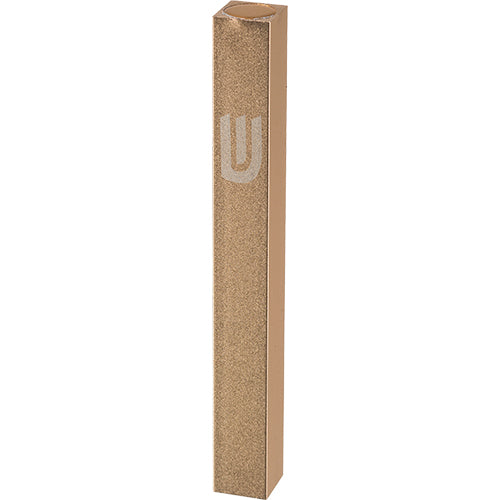 Aluminum Mezuzah 15 cm - Matte Gold, Printed "SHIN" — front | Judaica Square Lakewood