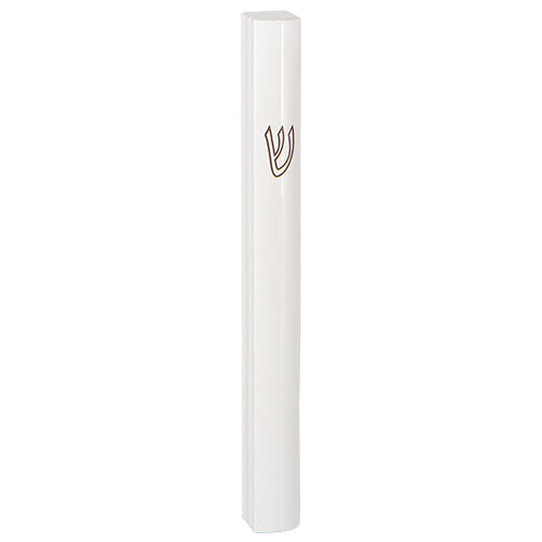 2206 Aluminum mezuzah 12 cm white Special profile — front | Judaica Square Lakewood
