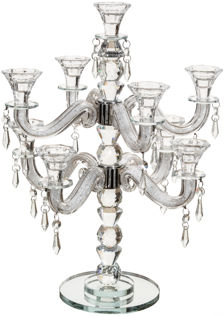 Crystal 9 Branch Candlesticks 24" — front | Judaica Square Lakewood