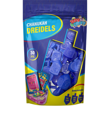 Chanukah Dreidels pouch of 30 medium blue plastic dreidels