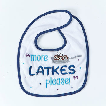 Rite Lite More Latkes Please Chanukah Bib, Polyester, 9 x 11 Inch