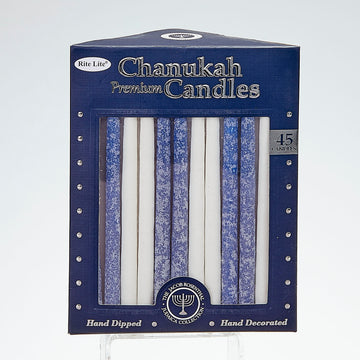 Rite Lite Premium Chanukah Candles, Frosted Blue and White