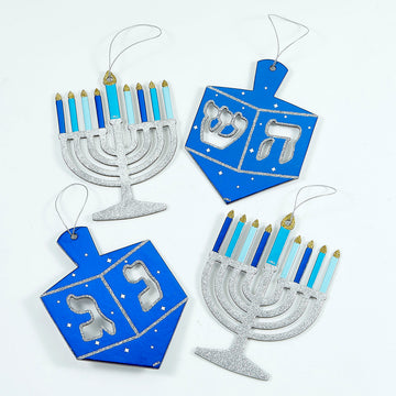 Rite Lite Set of 4 Chanukah Decor With Glitter And Foil, 6 x 4 Inch
