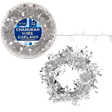 Rite Lite Chanukah Wire Garland With Silver Dreidels