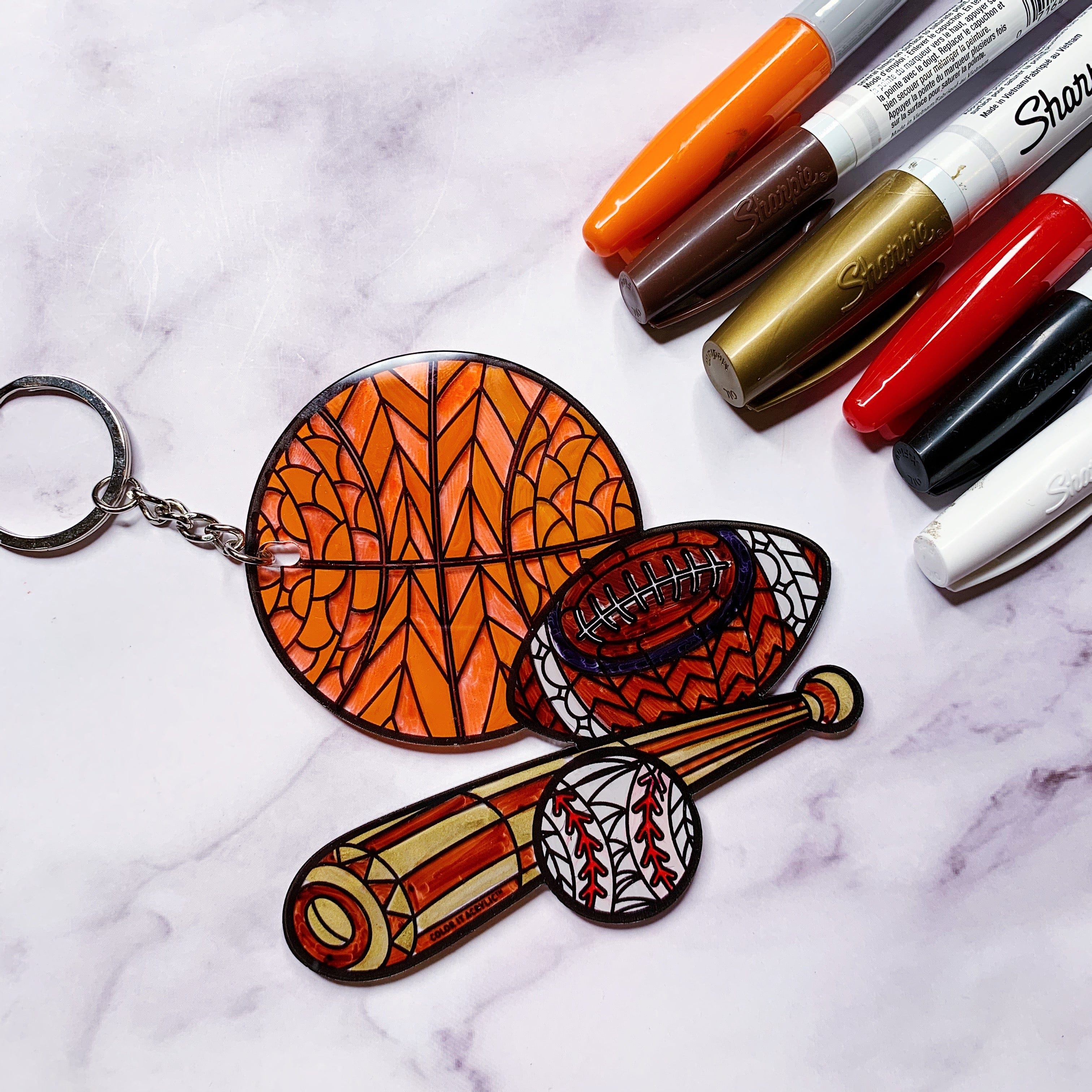 Color it Acrylic Sports Keychain — hero shot | Judaica Square Lakewood