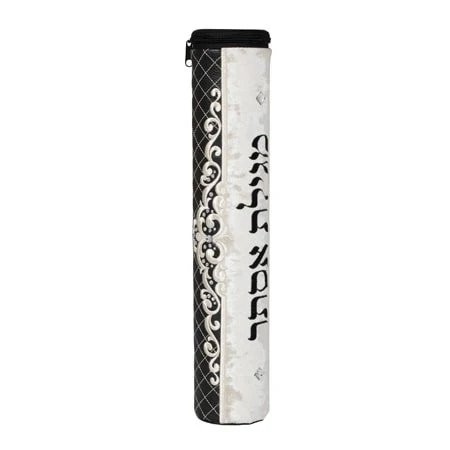 Classy Scroll Megilah Case Black-White #1025BW