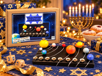 Solar system menorah kit with planets and paints
