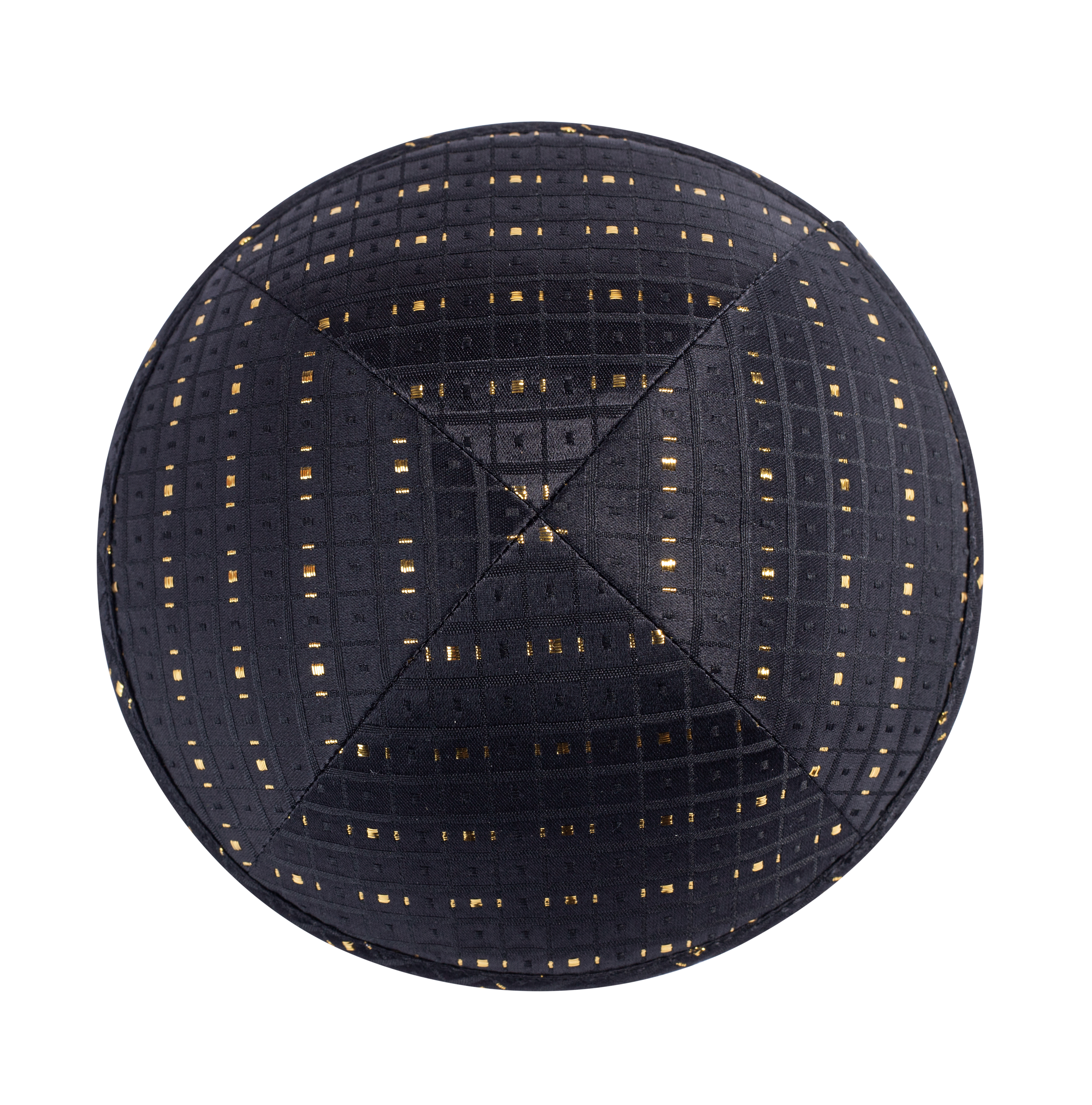 Gold Yarmulka Kippah - side view showing six-panel design