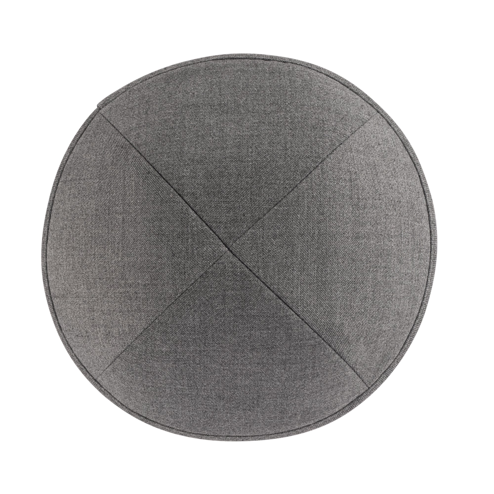 Gray Yarmulka Kippah - side view showing six-panel design