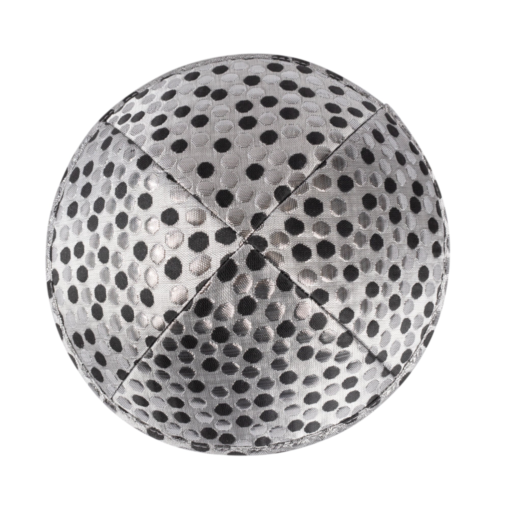 Silver Yarmulka Kippah - side view showing six-panel design