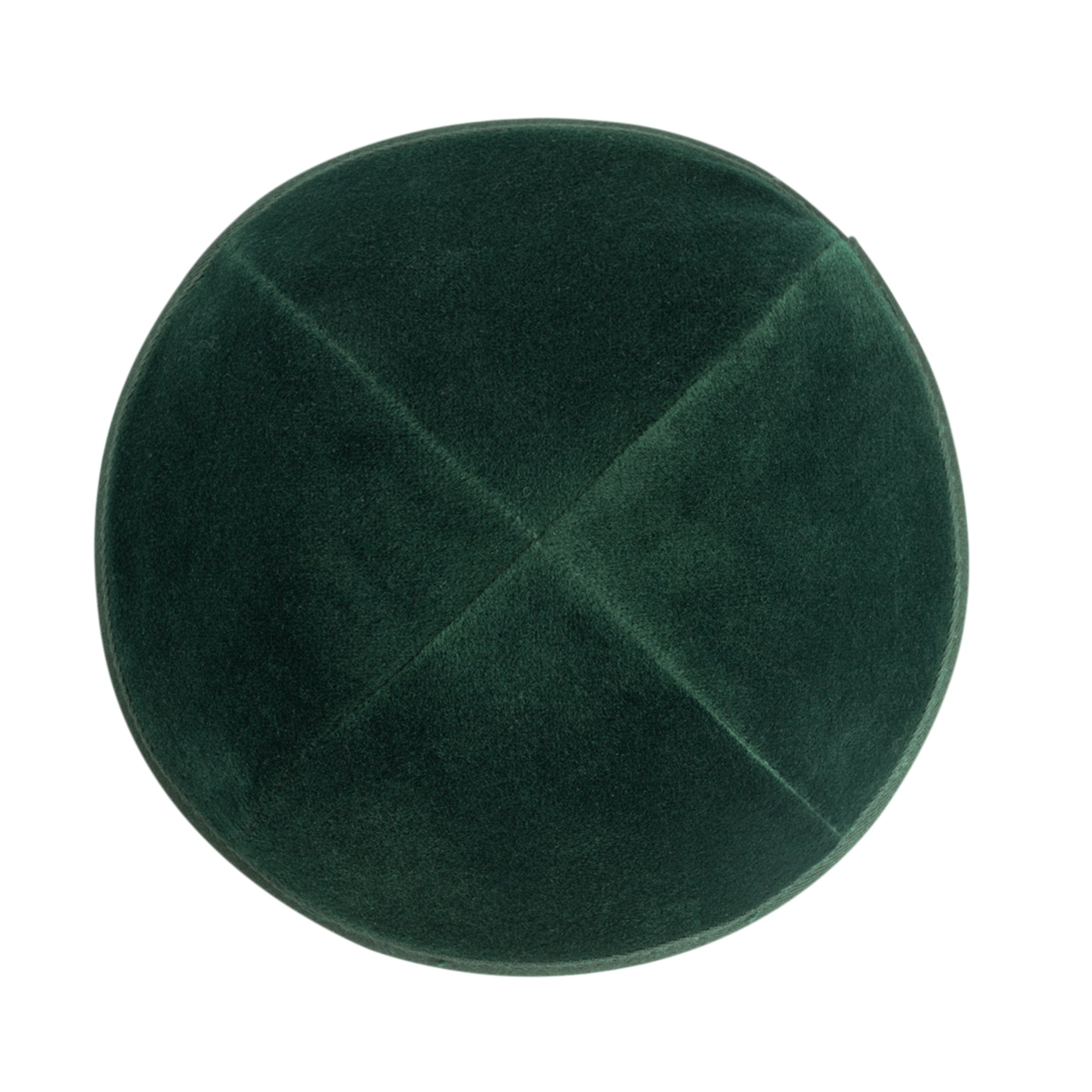 Green Velvet Kippah - side view showing six-panel design
