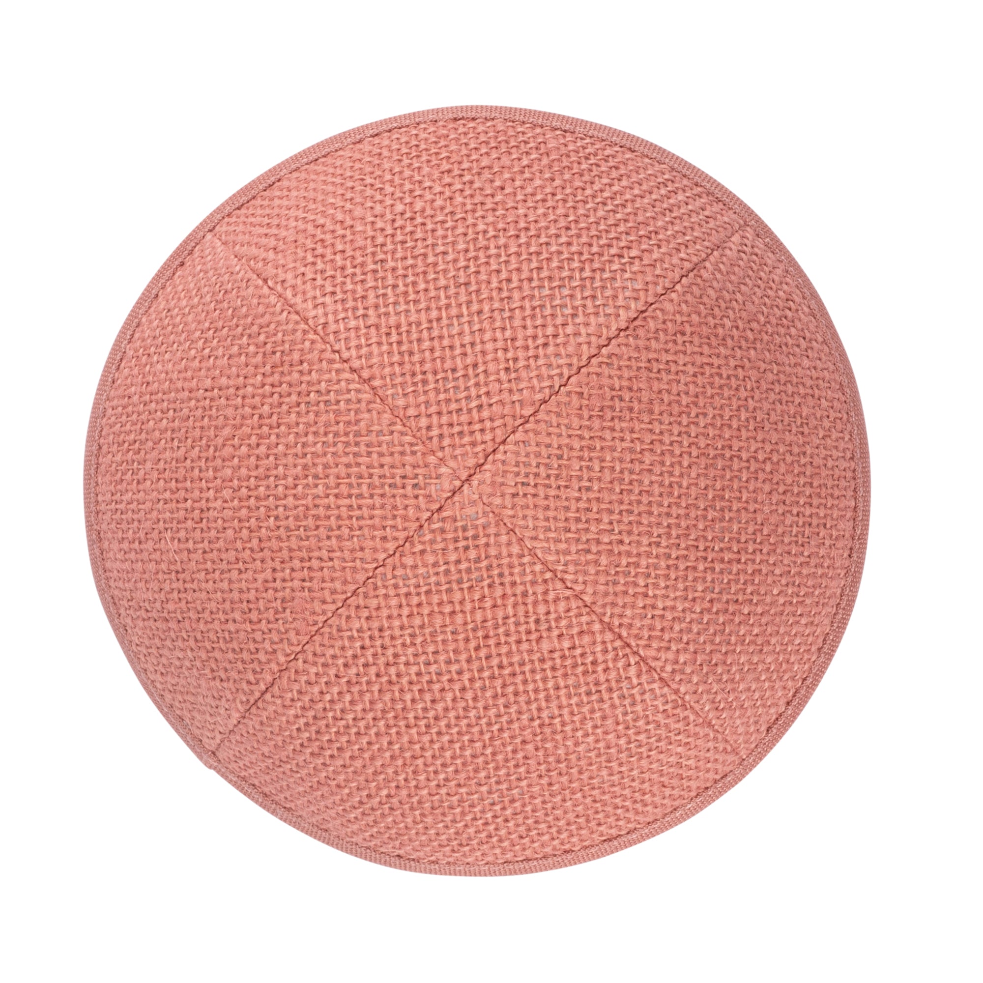 Salmon Burlap Kippah - side view showing six-panel design