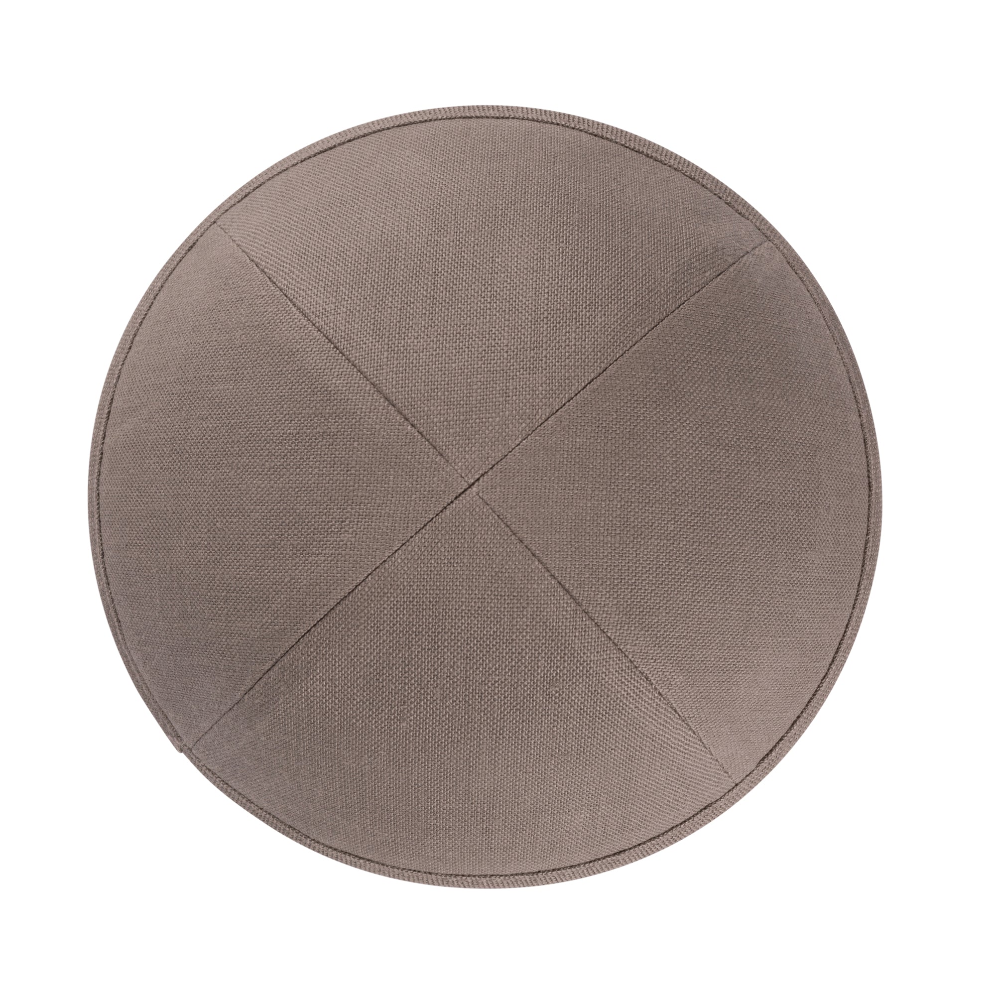 Gray Linen Kippah - side view showing six-panel design
