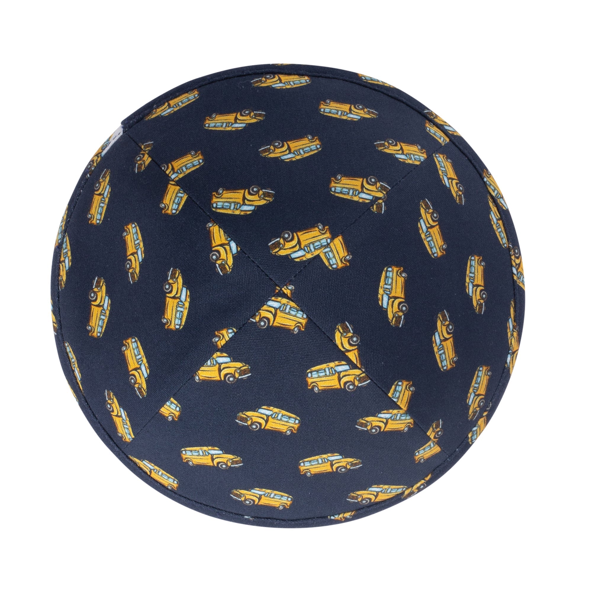 Yellow Yarmulka Kippah - side view showing six-panel design