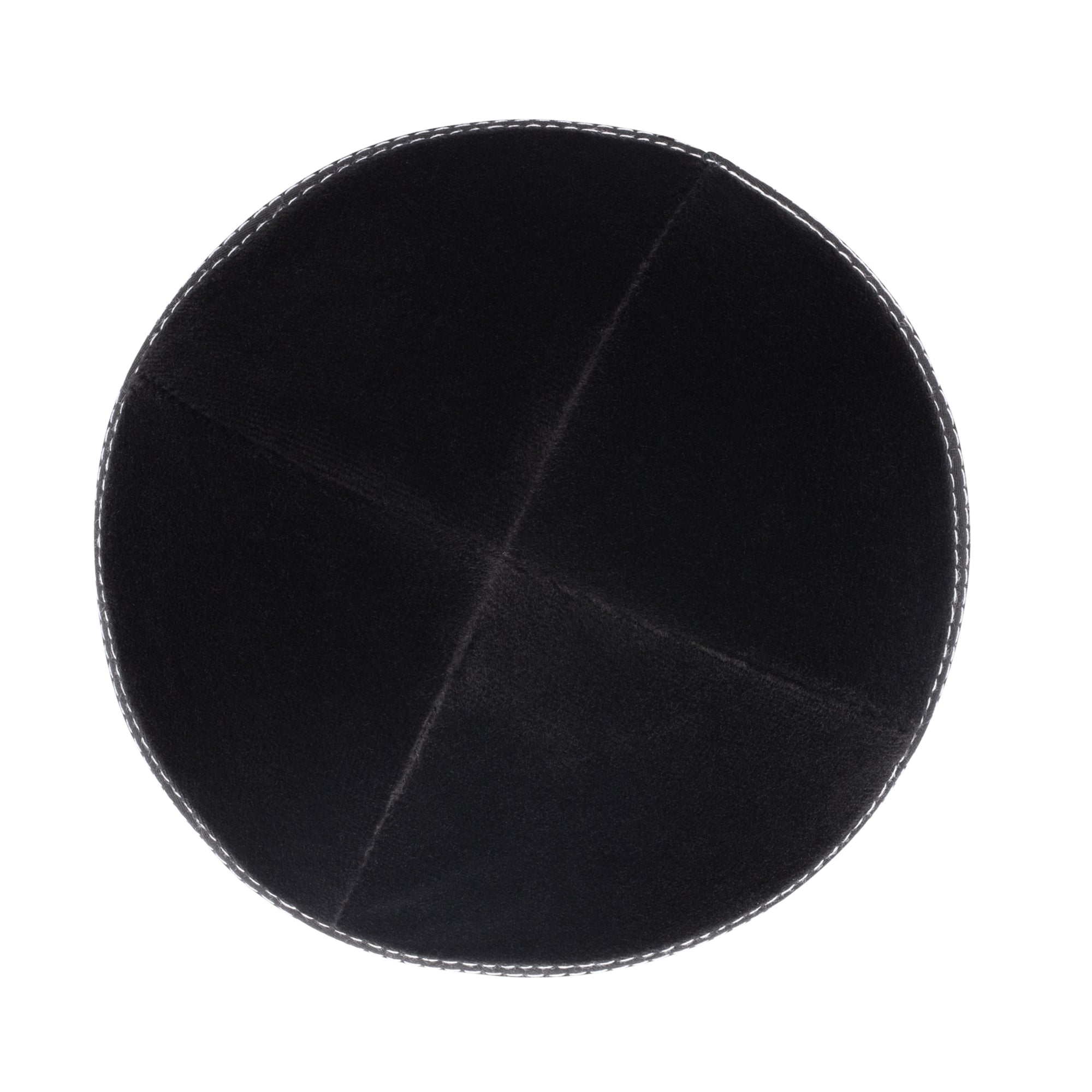 Black Velvet Kippah - showing rim trim, six-panel construction