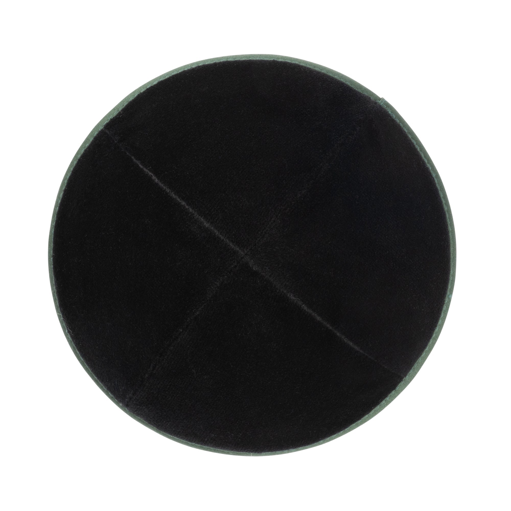 Black Velvet Kippah - showing rim trim, six-panel construction
