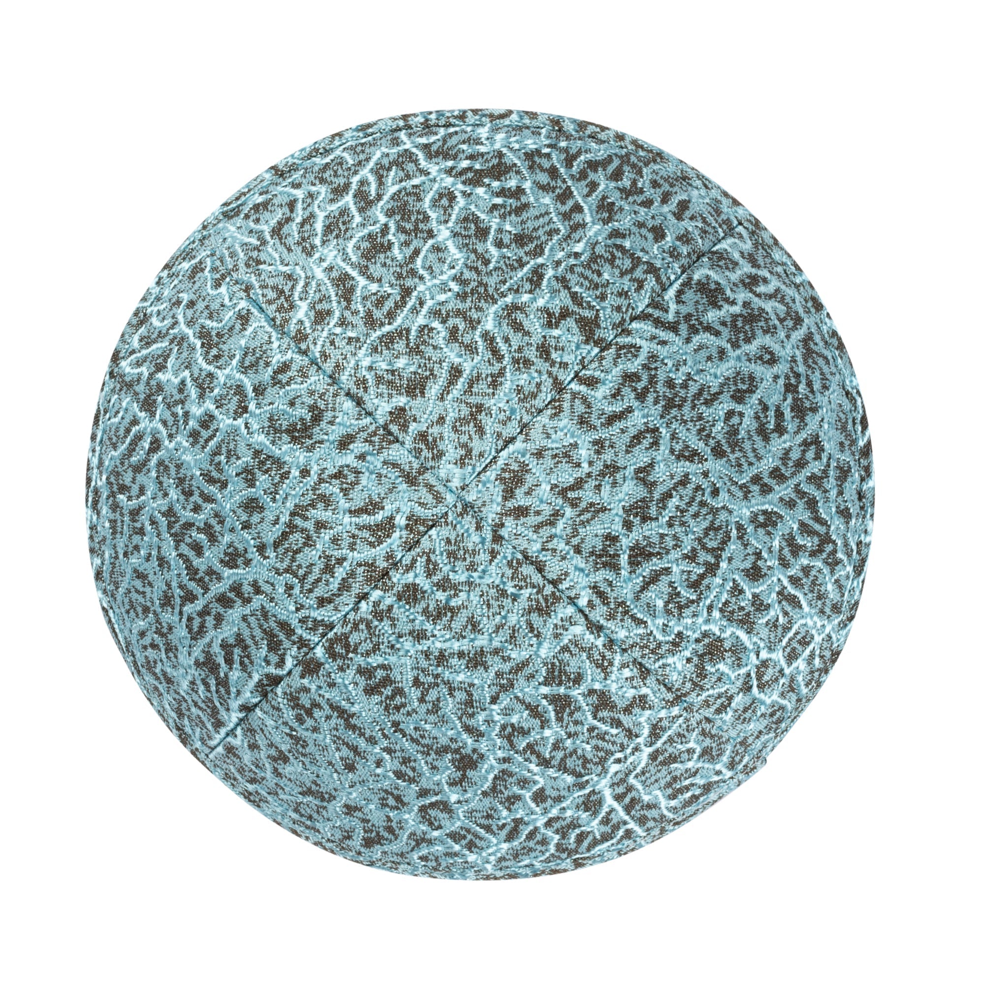 Blue Yarmulka Kippah - side view showing six-panel design