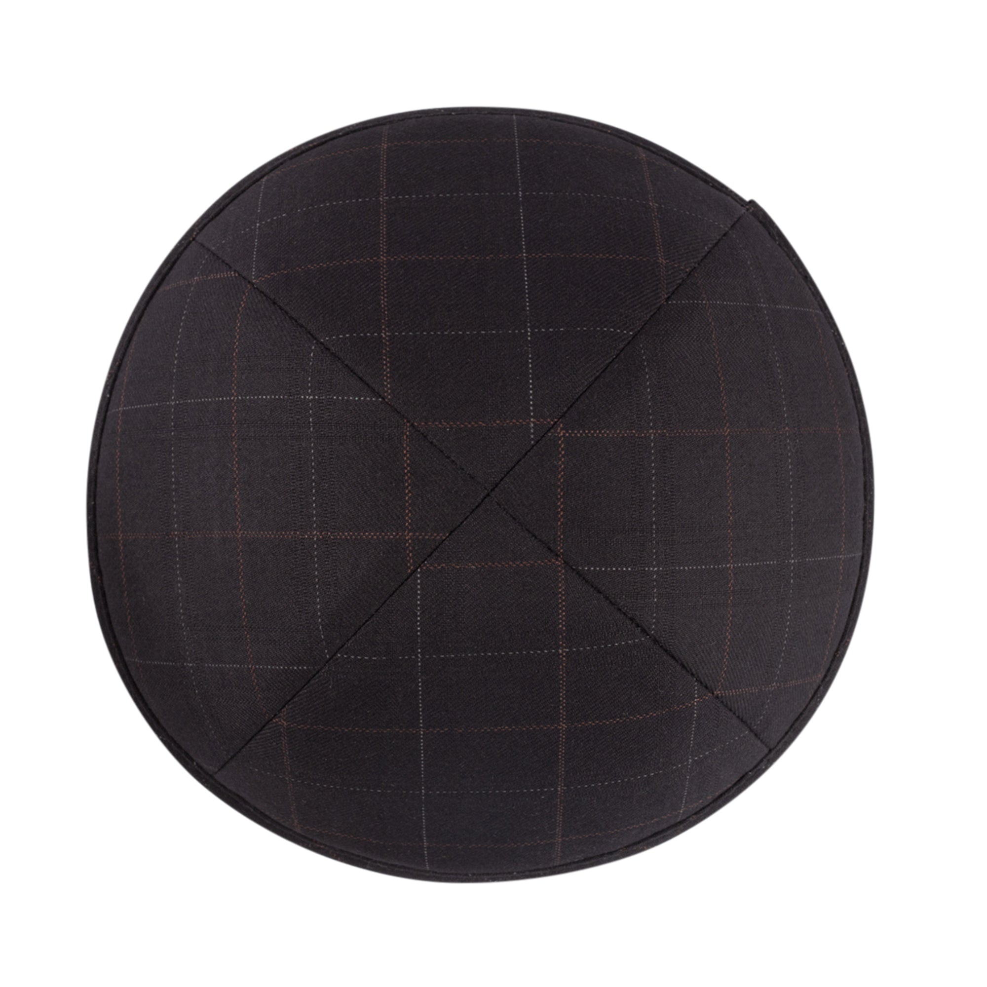 Black Yarmulka Kippah - side view showing six-panel design