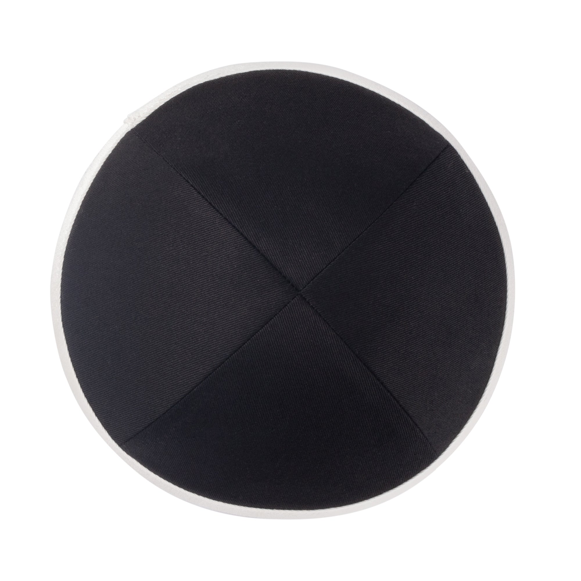 Black Cotton Kippah - showing rim trim, six-panel construction