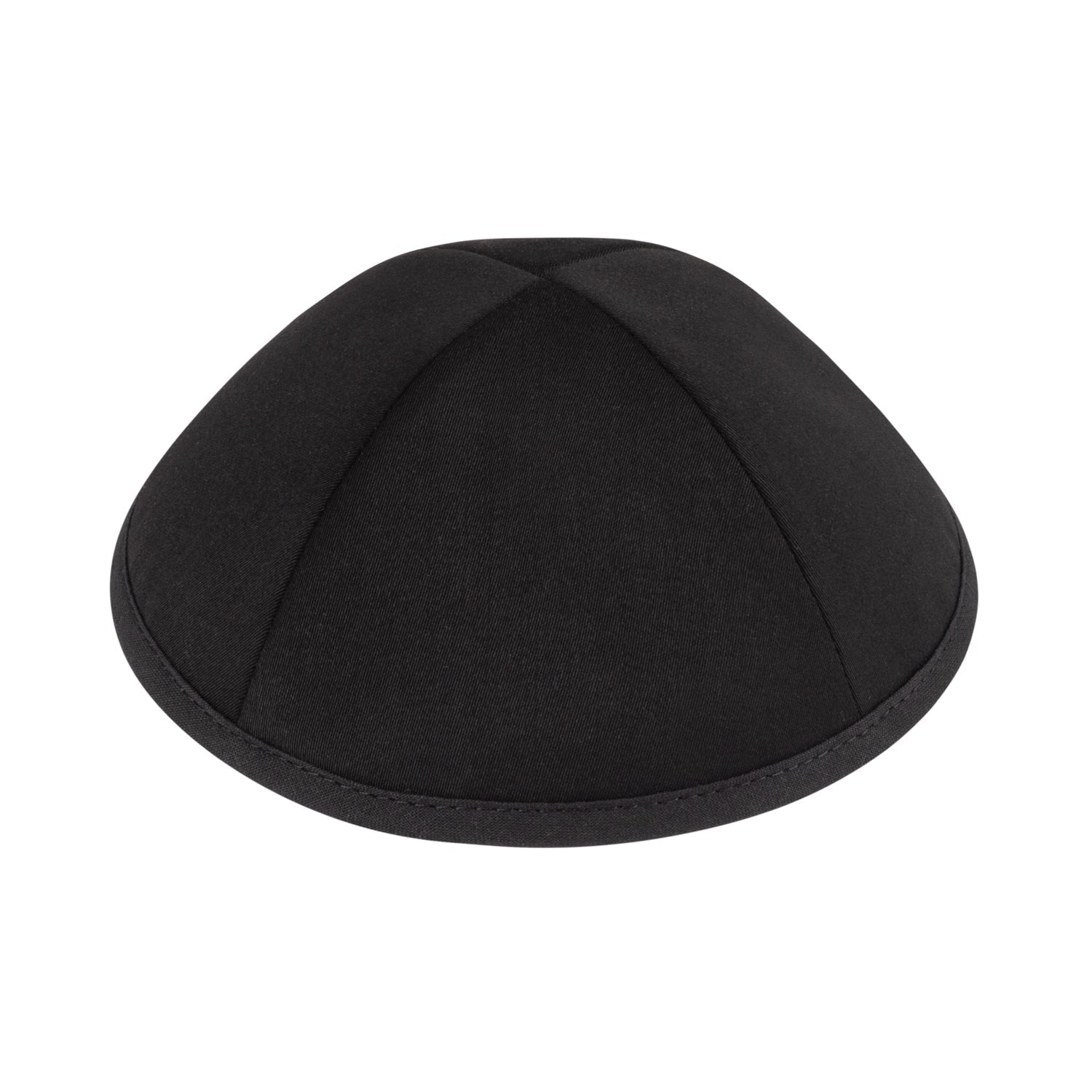 Black Cotton Kippah - side view showing six-panel design