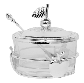 Honey Dish with Apple Shapes Silver