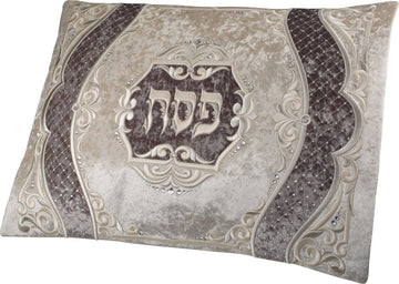 Luxe Collection off white and grey velvet Seder set #610TT | Judaica Square Lakewood