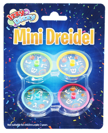 Izzy n Dizzy Mini Dreidel card with small round plastic spinners