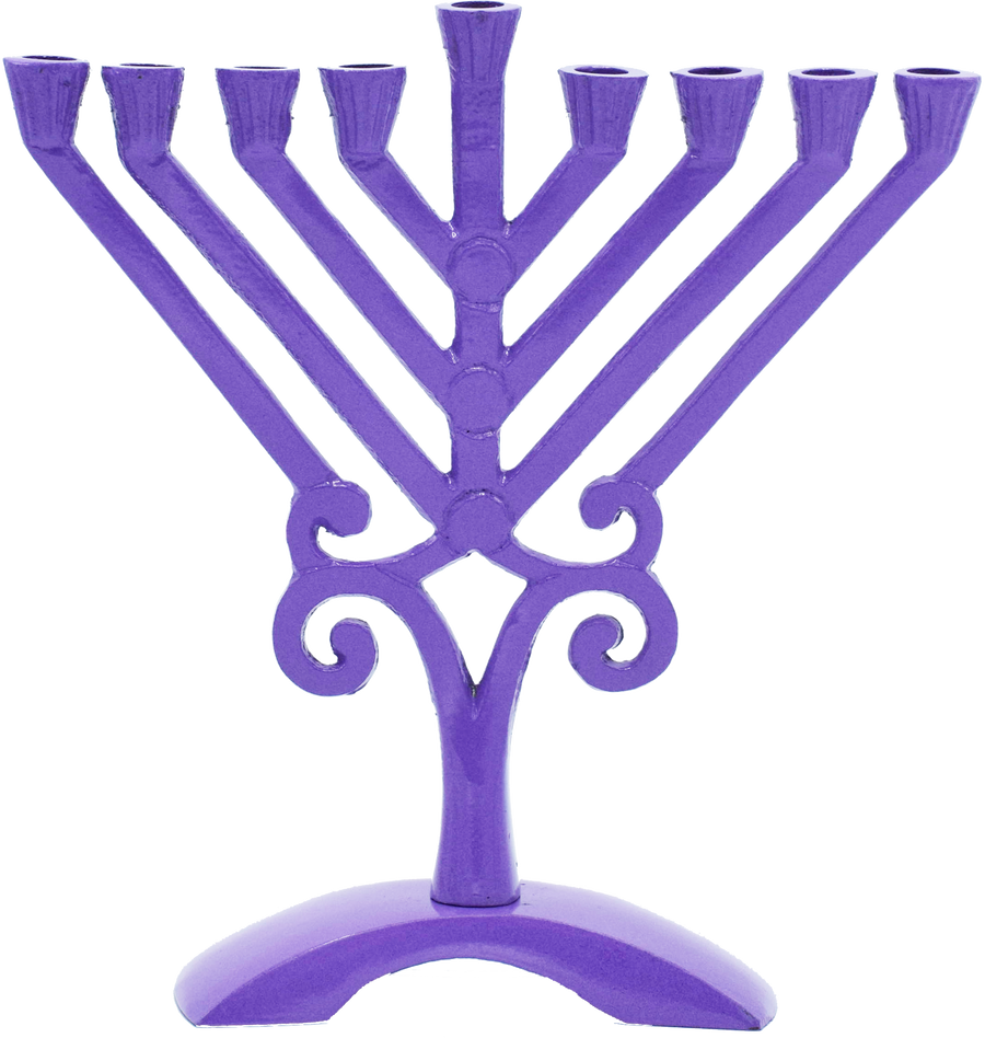 Kids' Rambam-Style Chanukah Menorah, Purple, 6.5 Inch