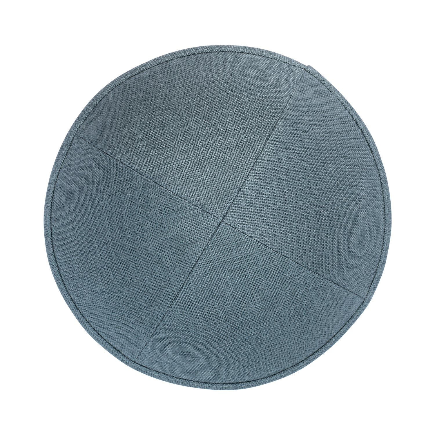 Green Linen Kippah - side view showing six-panel design